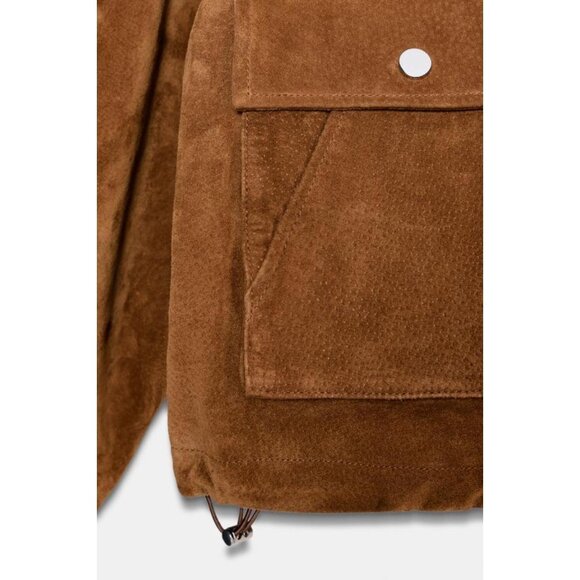 ZARA 100% LEATHER BOMBER JACKET - Picture 11 of 11